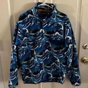 Patagonia Synchilla Snap-T Fleece Pullover Sweater Fitz Roy Ocean Waves Medium